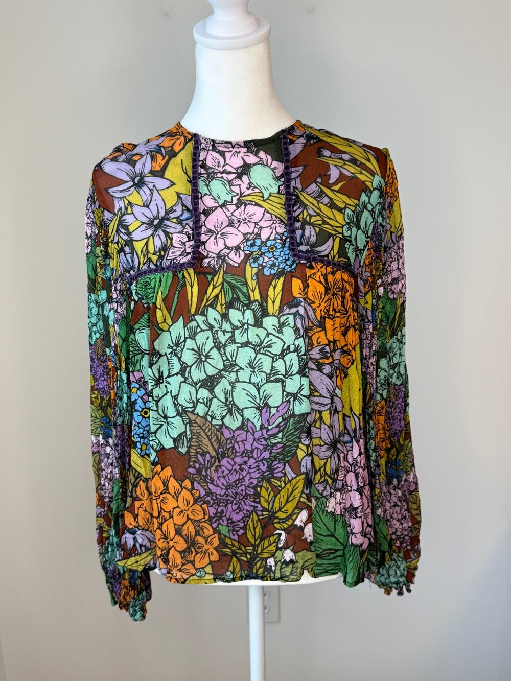 Anthropologie Bl-nk London Miranda Peasant Floral Lilac
